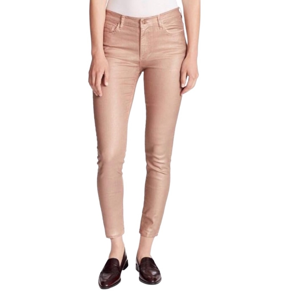 Ella Moss High Rise Skinny Ankle Metallic Blush Pink Jeans Size 28